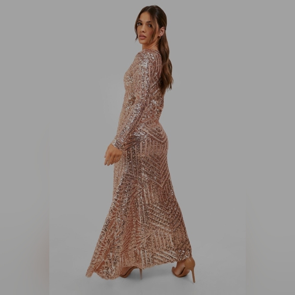 Boutique Mia Sequin & Mesh Maxi Dress - Picture 3 of 5